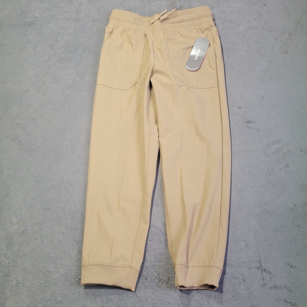 Wonder Nation Jogger Pants Kids Size S 6-7 Khaki Stretch Moisture Wicking Active